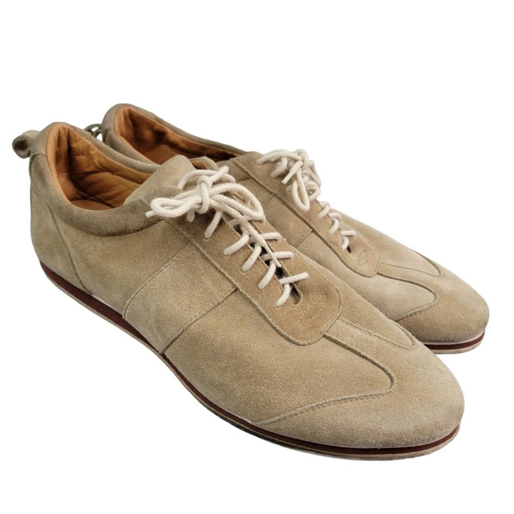 Brioni Mens Lace Up Suede Shoes in Soft Tan Brown Neutral Size 11.5 M